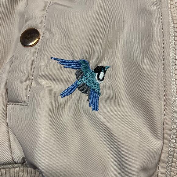 Hudson Girls Pink Bomber Jacket Size 6X Embroidered Birds & Rose Zip Up Coat - Picture 3 of 14